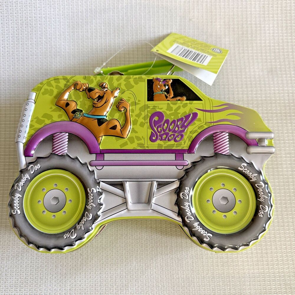 Vintage 2001 Scooby-Doo Monster Truck Mystery Machine Lunch Box Tin Metal NOS